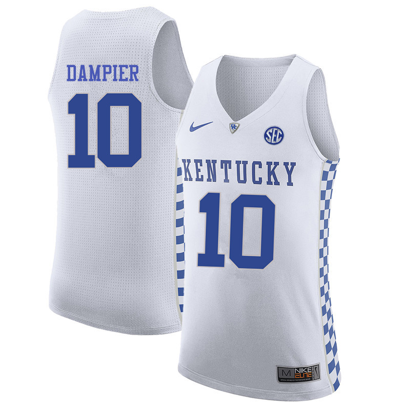 Men Kentucky Wildcats #10 Louie Dampier College Basketball Jerseys-White